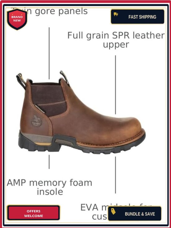 Waterproof Leather Chelsea Work Boot Steel Toe Pull-On main image 6